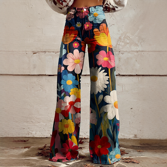 Charo - Bequem geschnittene Damenhose mit Blumenmuster