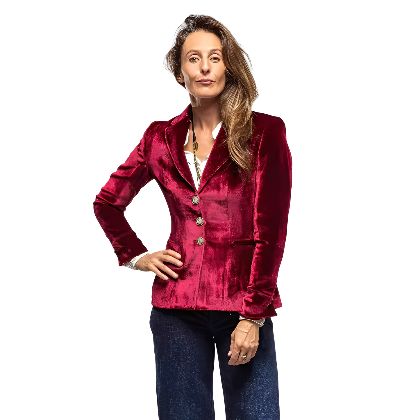 Martha - Traditional women's blazer with velvet collar