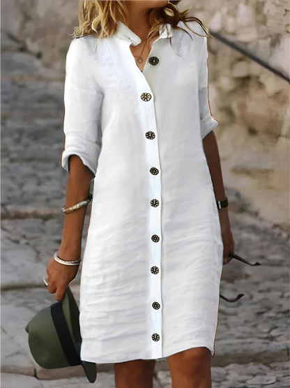Paula - Lockeres Hemdkleid mit halben Ärmeln für Damen