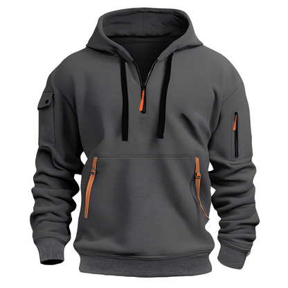 Norton - Elegant men's hoodie with half zipper