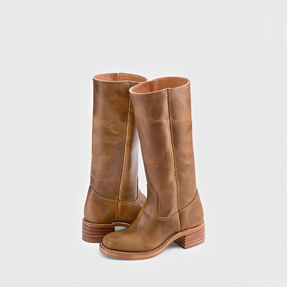 Lauryne - Dámské kožené kozačky s vysokými podpatky