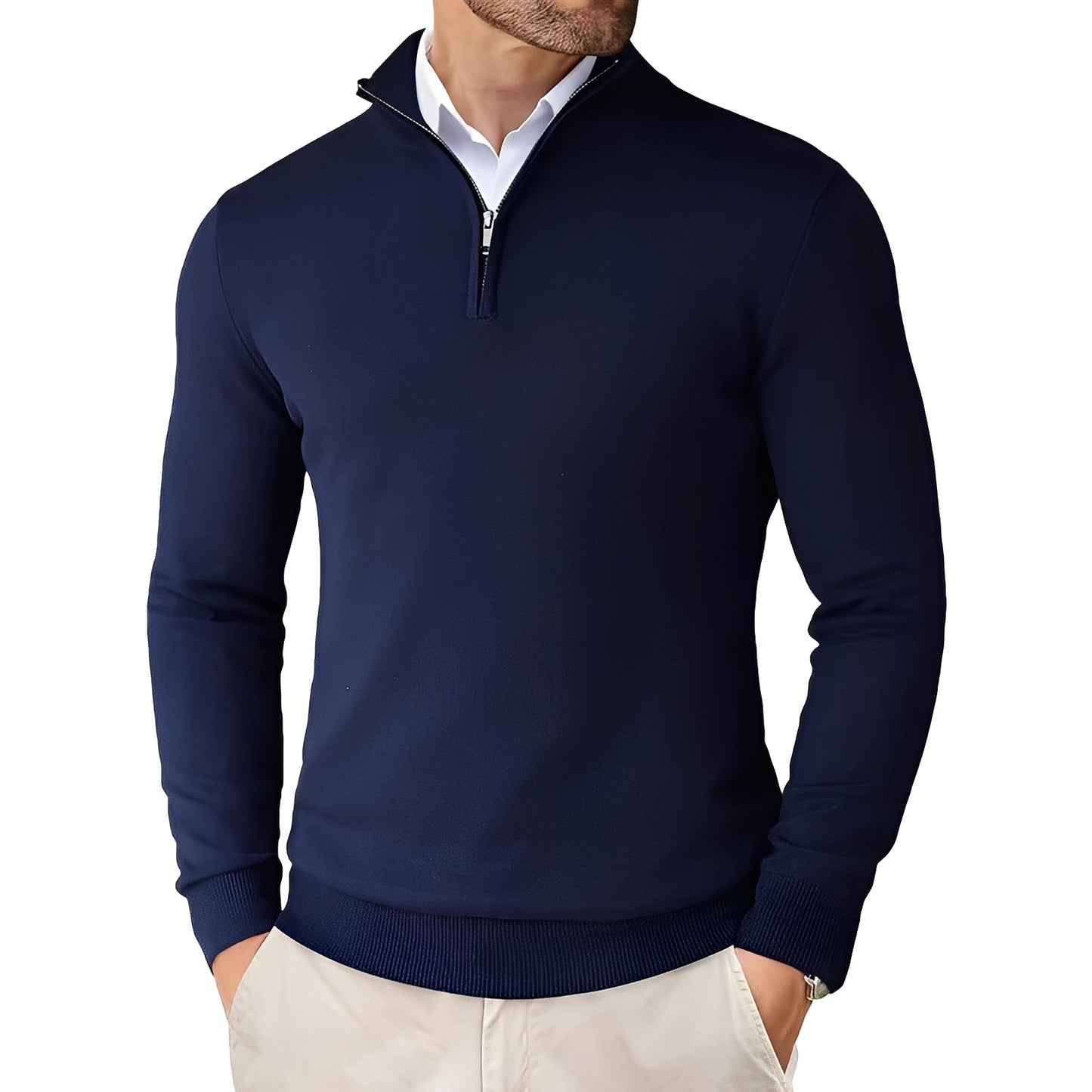 Darell - Elegant men's knitted sweater with zipper