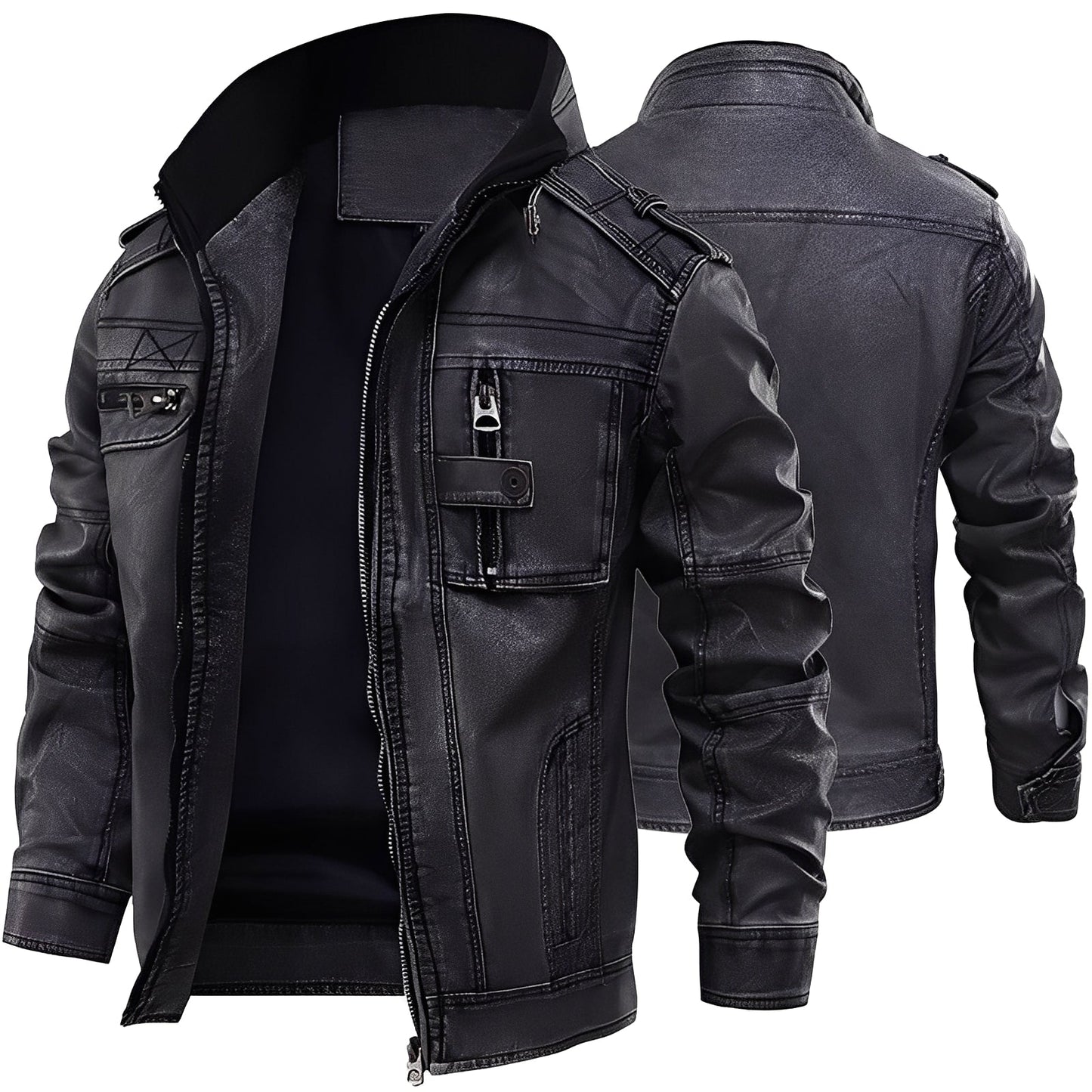 Kevin - tradycyjna męska skórzana kurtka z kieszeniami