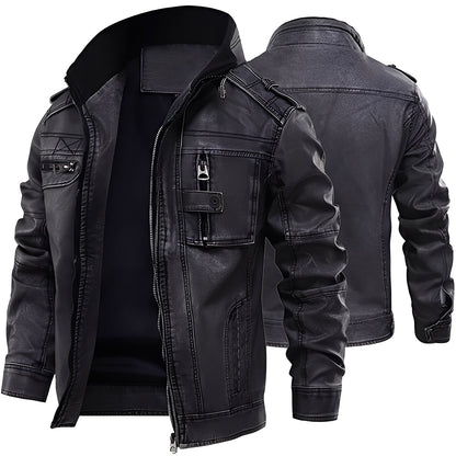 Kevin - tradycyjna męska skórzana kurtka z kieszeniami