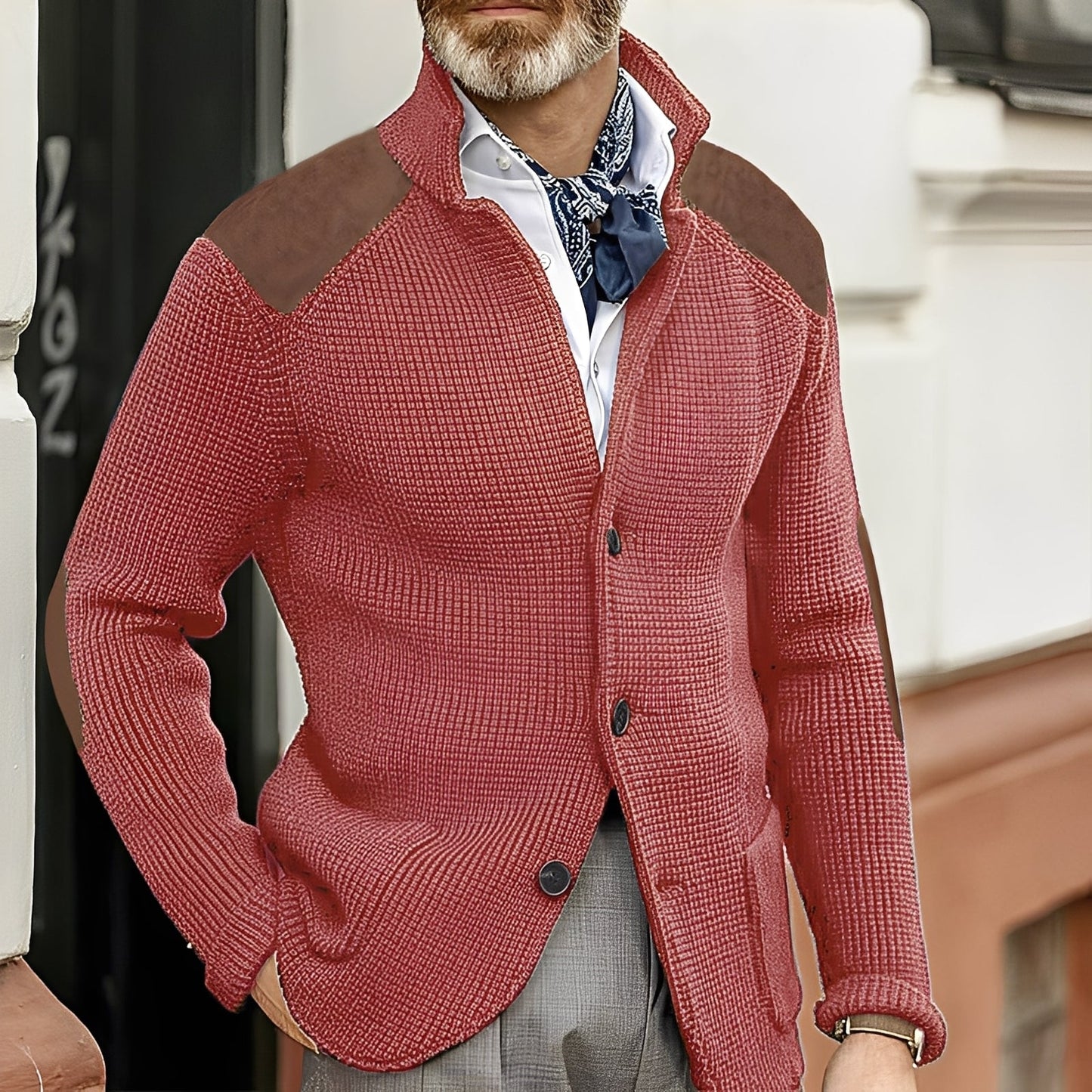 Caleb - ležérní, těsně přiléhající pánský pletený svetr