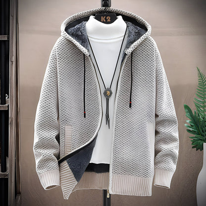 Roni - Sudadera de punto para hombre con forro interior de forro polar en estilo moderno