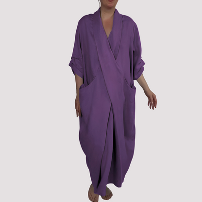 Alicia - Langes, lässiges Damenkleid mit Tasche