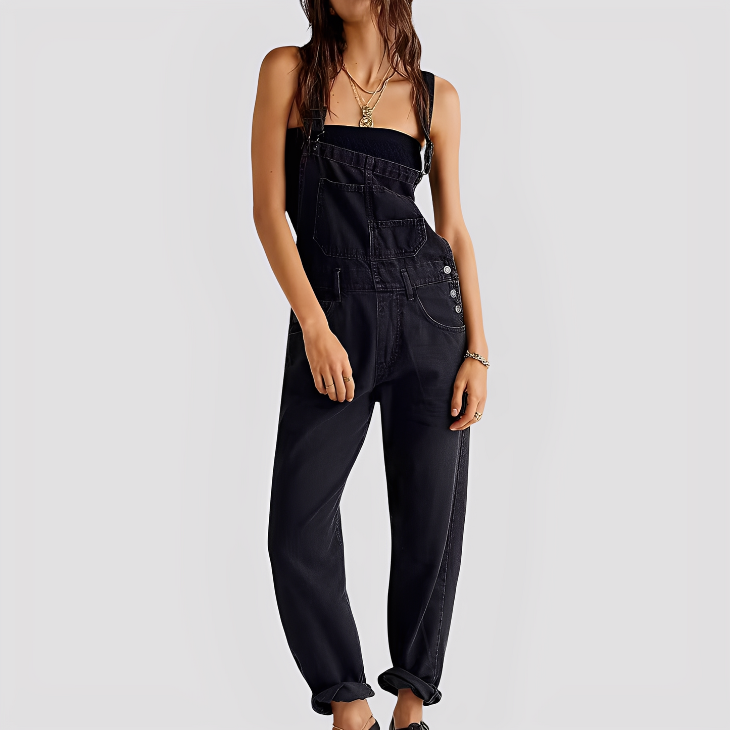 Mildred - Classic, wide-cut women's jeans overalls