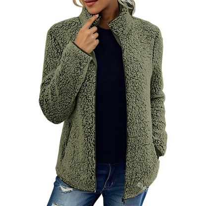 Alethea - damski płaszcz z polaru i aksamitu w modnym stylu