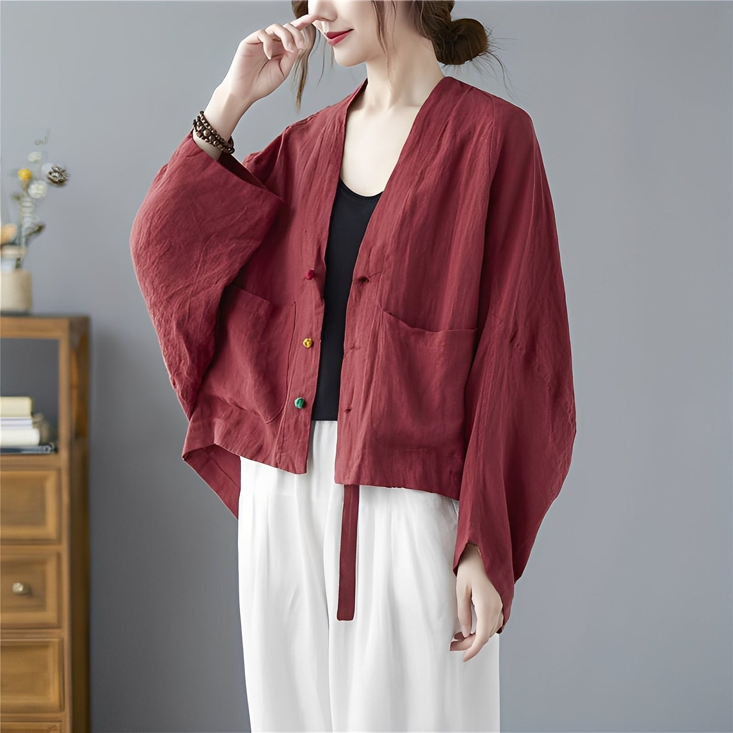 Shelia - Bequemer kurzer Cardigan mit Taschen