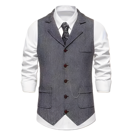 Luther - Classic men's vest with herringbone pattern