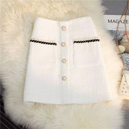 Dorothea - A-Linien-Tweed-Rock mit hohem Bund