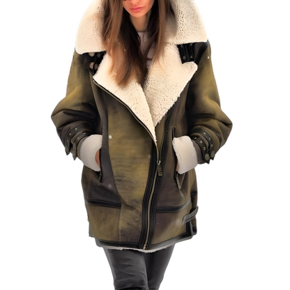 Leilani - Elegancka skórzana kurtka z ciepłą podszewką dla kobiet