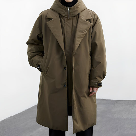 Jordon - Long, versatile men's trench coat with hood