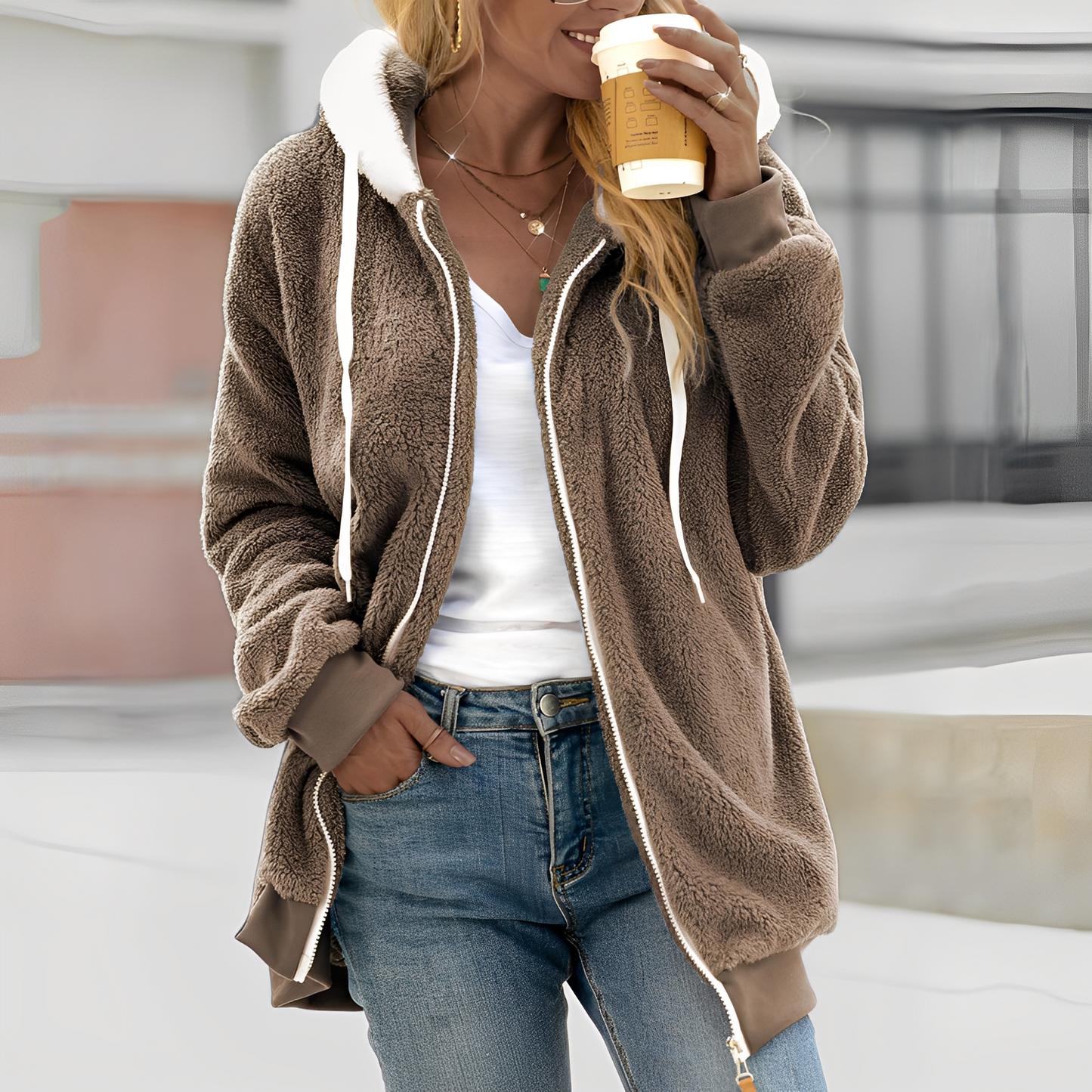 Rheanna - damska bluza polarowa z kapturem dla komfortu