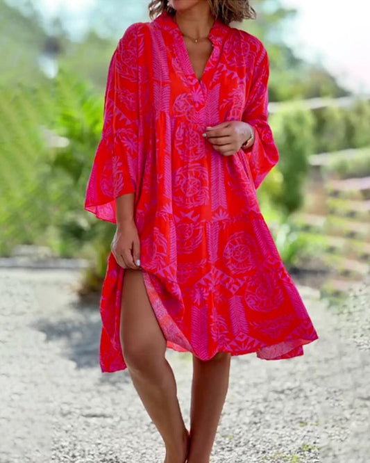 Mia – Kleid mit grafischem Boho-Muster