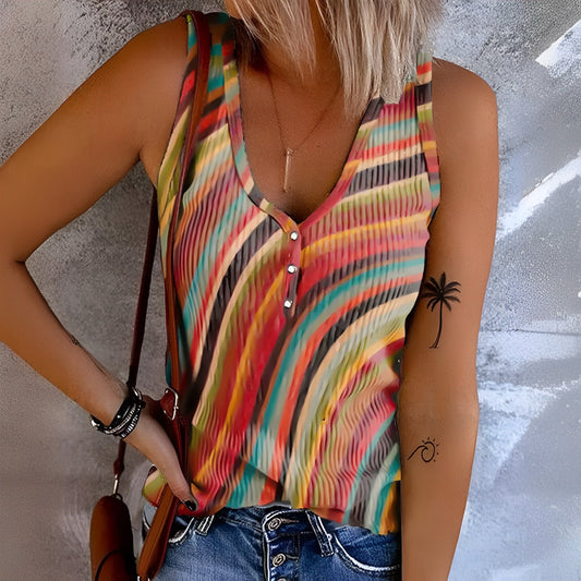 Hadyn - Buntes Damen-Tanktop mit Knöpfen