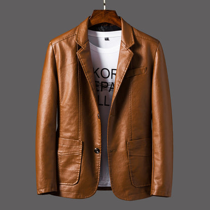 Duncan - Leather jacket for men with modern button design