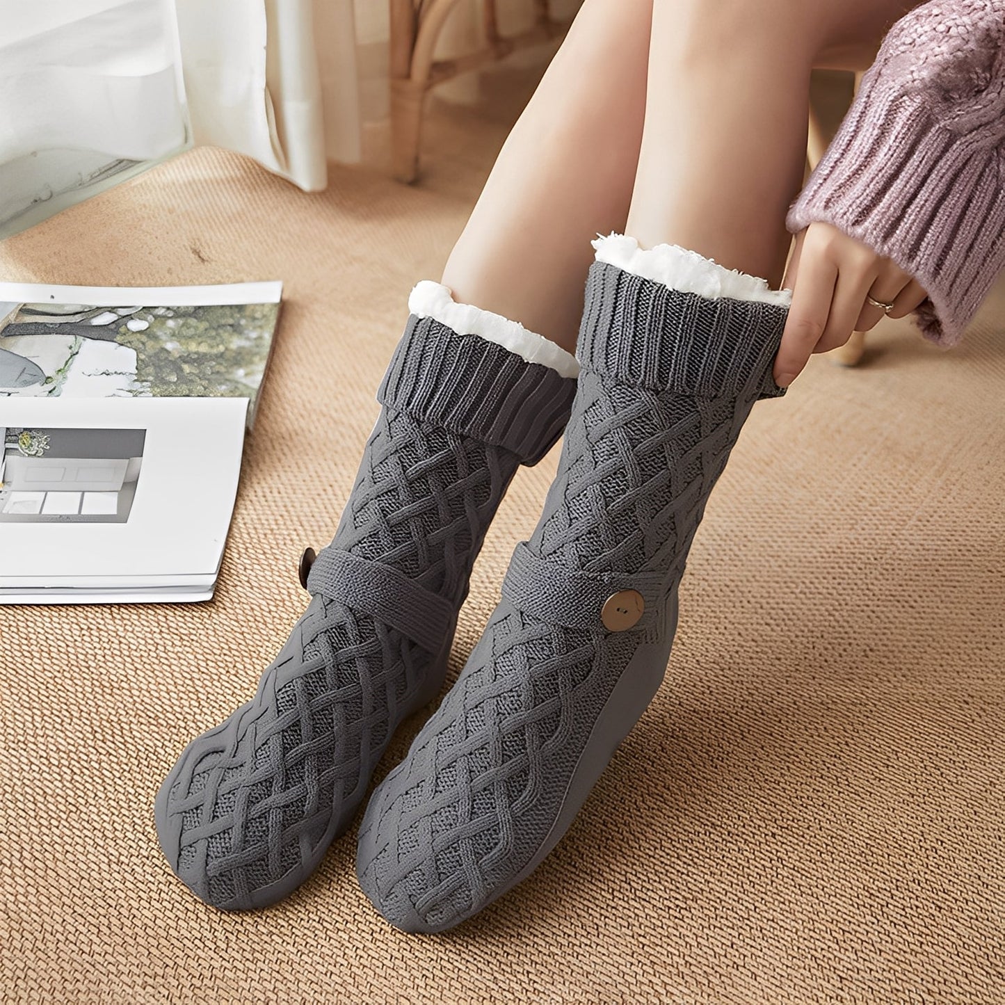 Lavina - Stilvolle Wollsocken mit Fleece-Futter für Damen