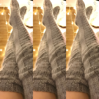 Hailee - Fluffy, knitted over-the-knee socks for women