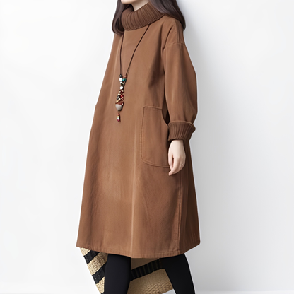 Elouise - Robe en velours côtelé ample avec poches pour femmes