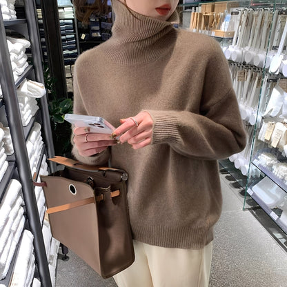 Natalia - Elegancki damski kaszmirowy sweter z golfem