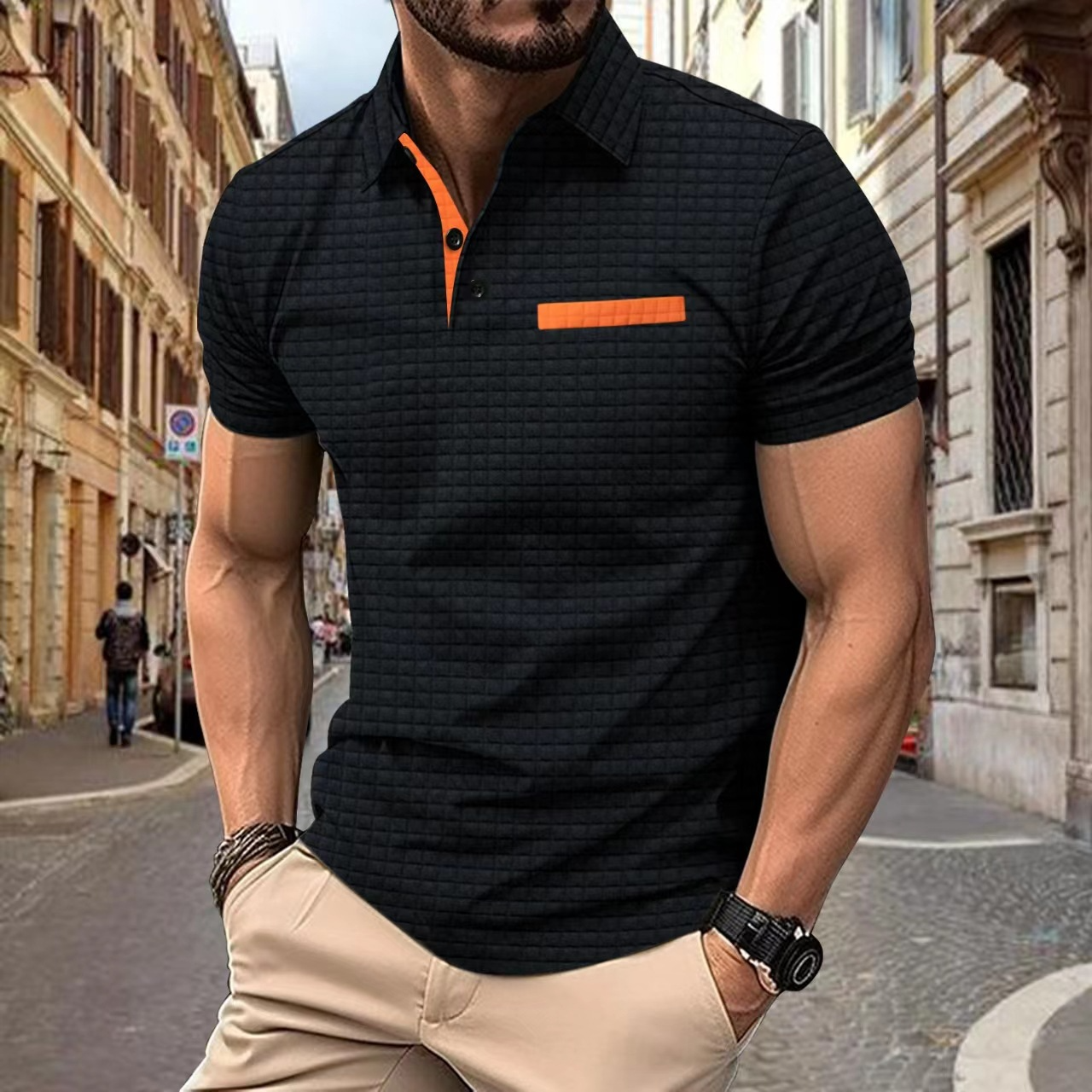 Kohen - Sommer-Poloshirt mit Knopf für Männer