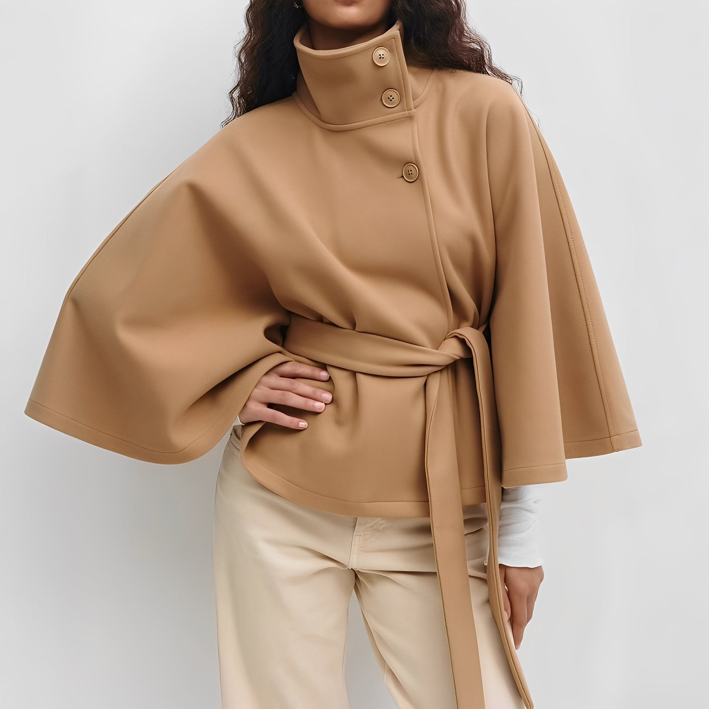 Carine - Damenjacke zum Wickeln mit hohem Kragen