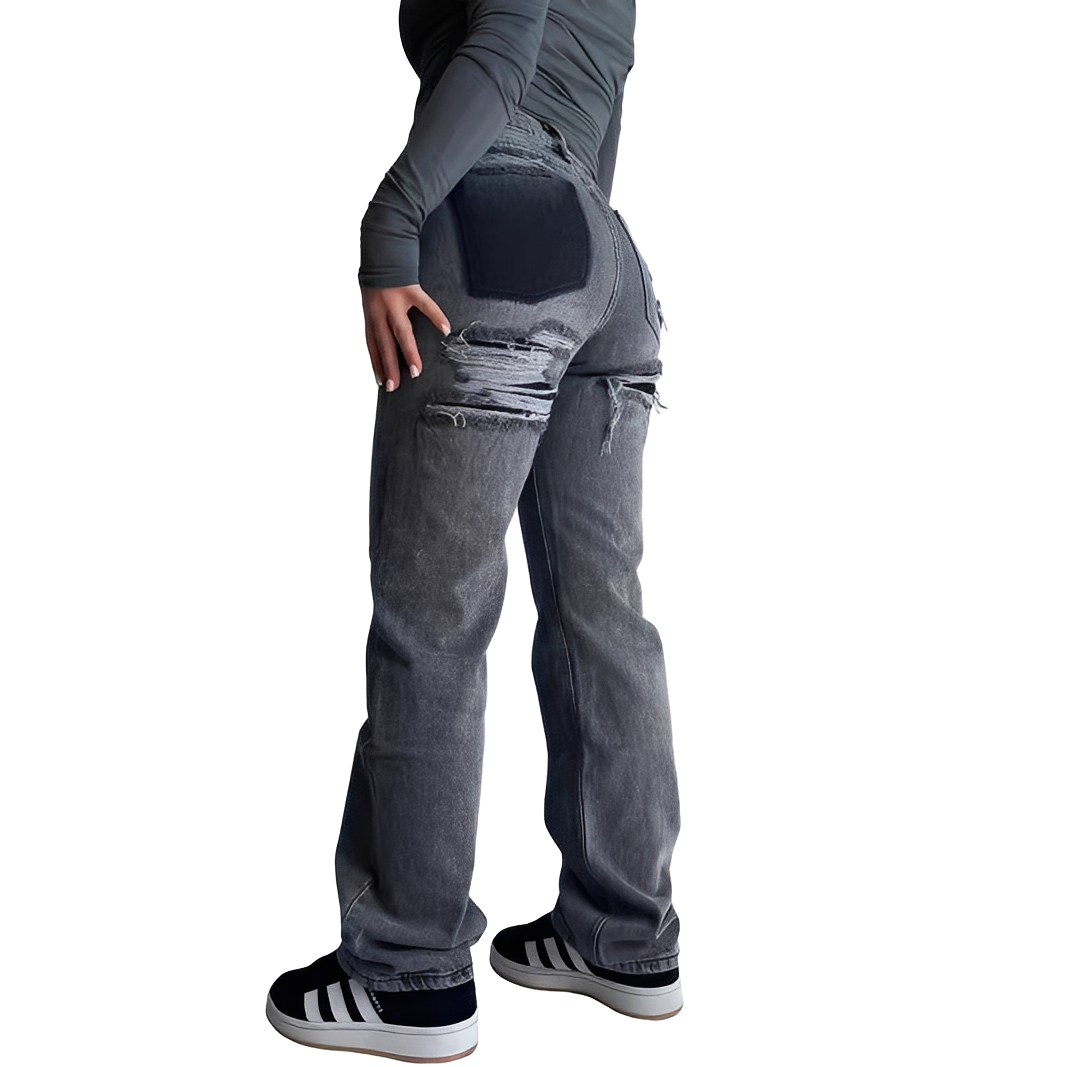 Lillian - Komfortable vysoké dámské džíny s trhlinami