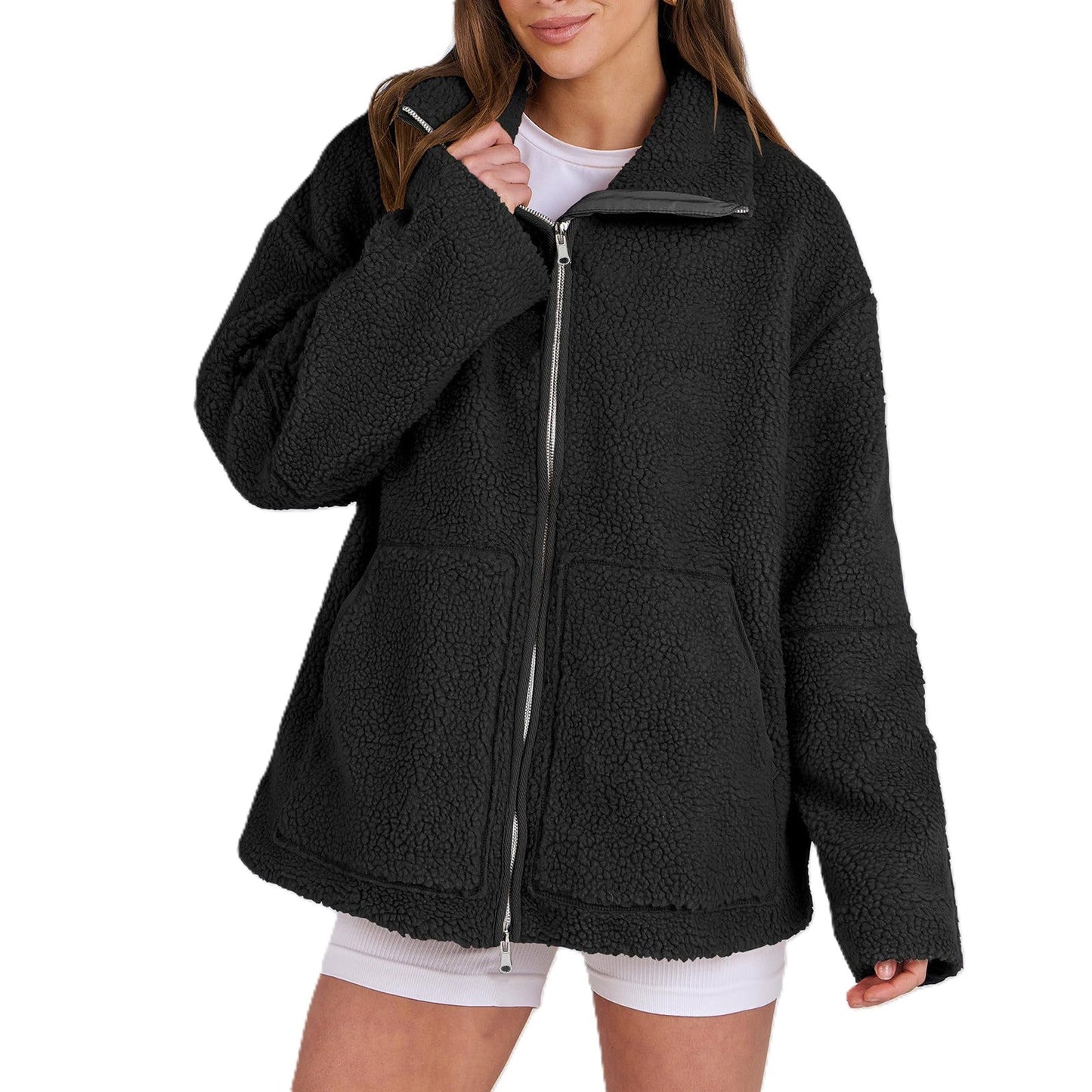 Evangelina - Wygodna damska kurtka z wełny teddy