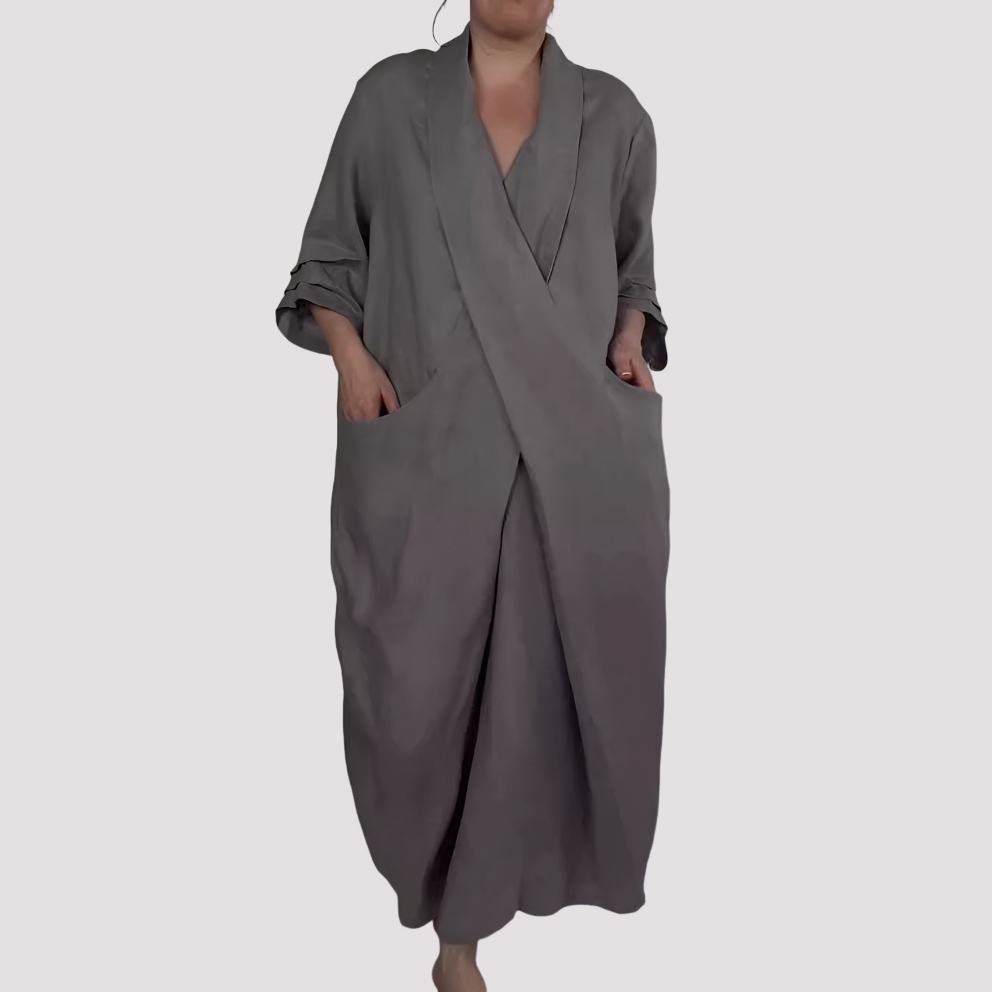 Alicia - Langes, lässiges Damenkleid mit Tasche