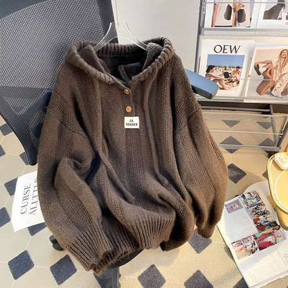 Haylee - Gemütlicher Strick-Hoodie mit Knöpfen für Damen