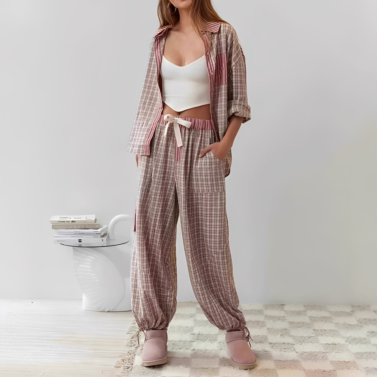 Elenora - Ensemble pyjama femme confortable et décontracté, deux pièces