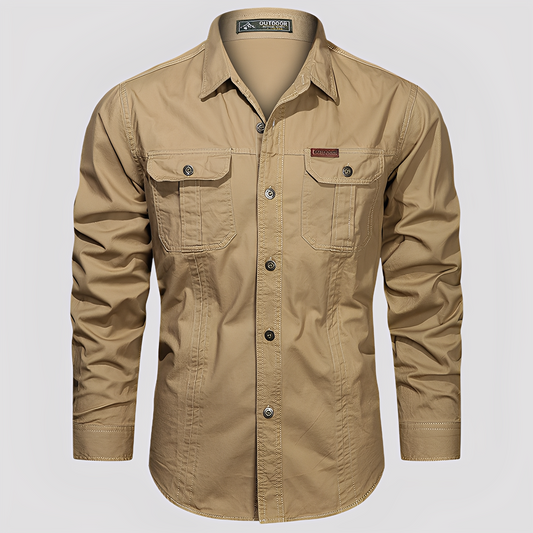 Ranulph - Bequemes Herren-Cargo-Shirt mit langen Ärmeln