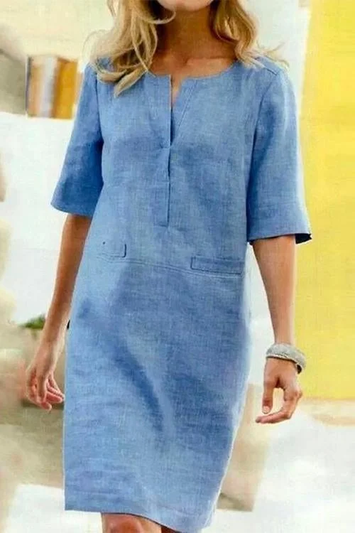 Alessandra - Luftiges Kleid aus Baumwolle und Leinen