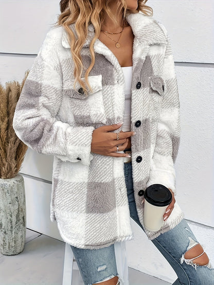 Julie - Warme Frauen-Fleecejacke mit Karomuster