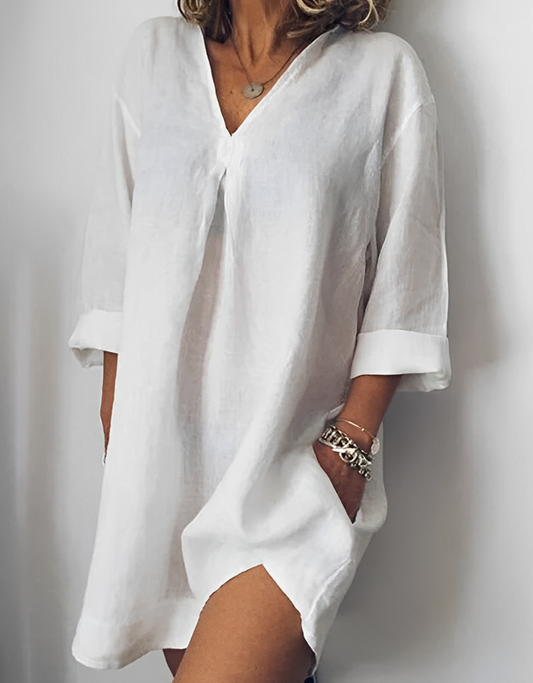 Bethanie - Einfaches Damen-Langarmshirt mit V-Ausschnitt