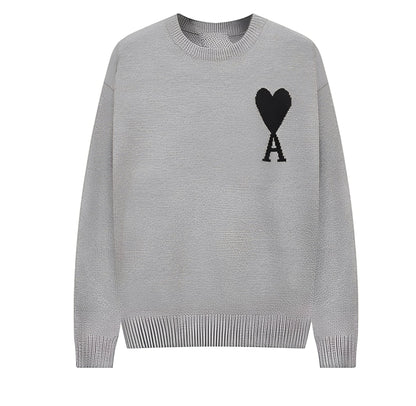 Darden - Prosty męski sweter z haftem serca