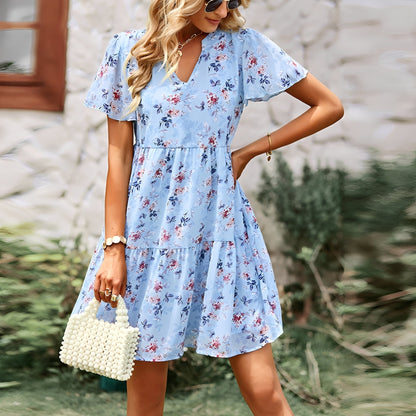 Christine - Damenkleid mit V-Ausschnitt und Muster