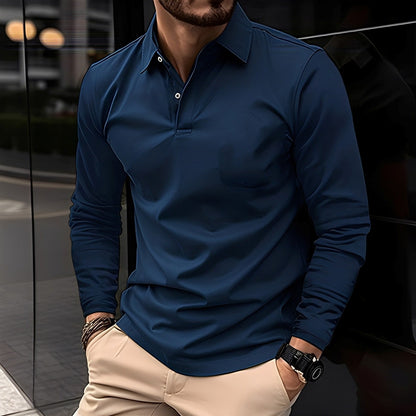 Deacon - Lockeres Langarm-Poloshirt für Herren