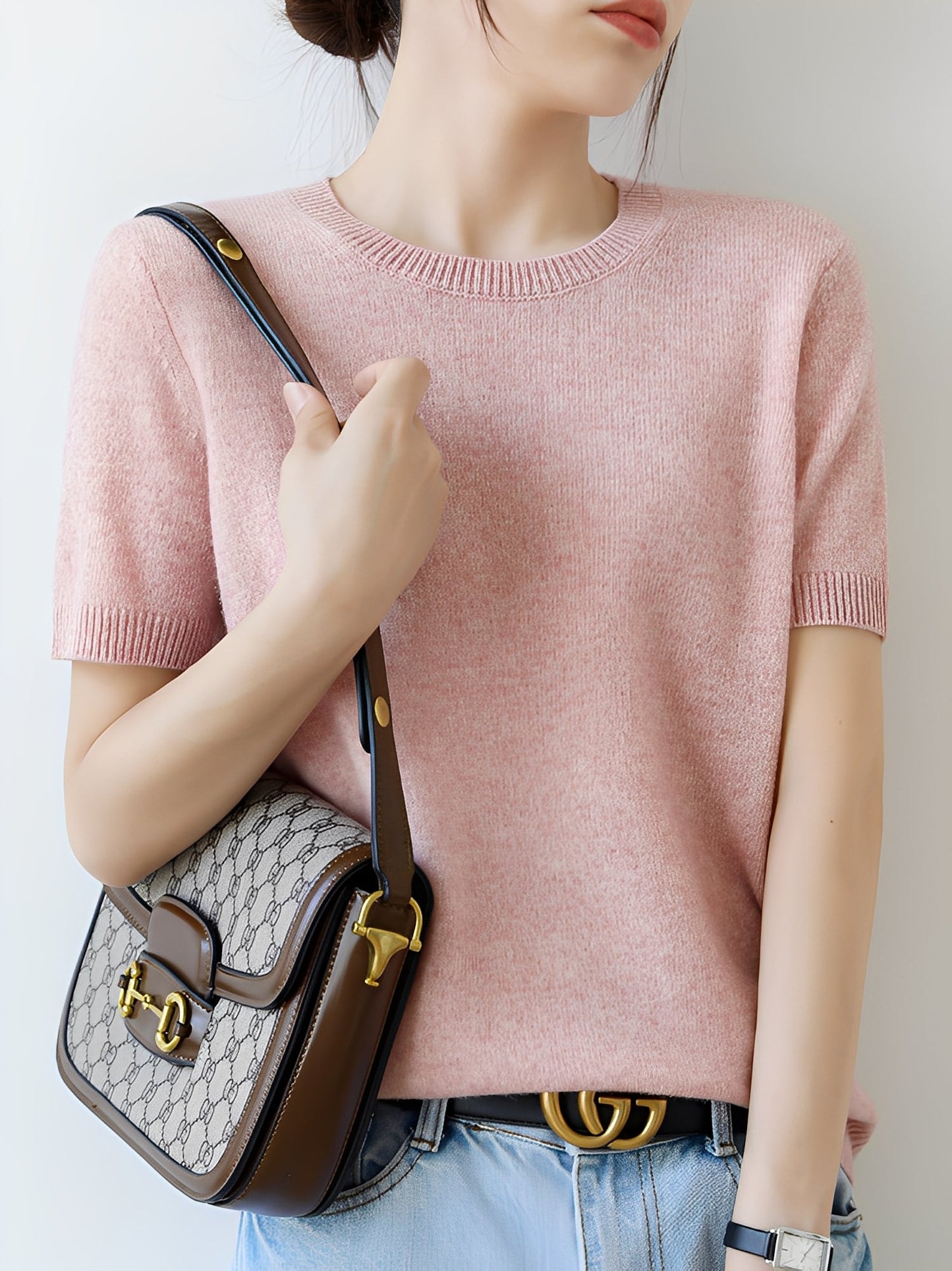 Blandine - Kurzarm-Strickpullover für Damen