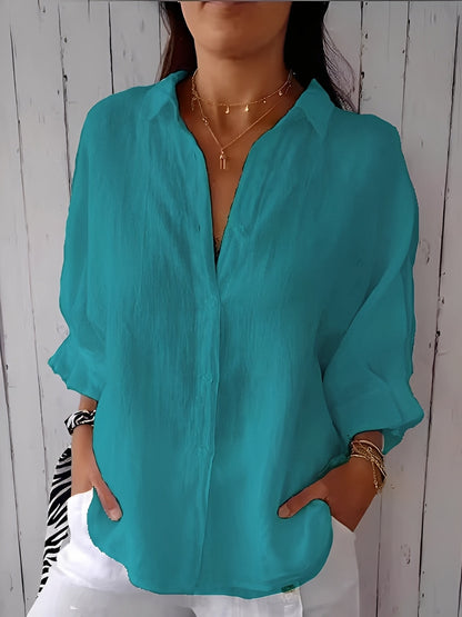 Griselda - Blouse pour dames assise au casier en coton et lin