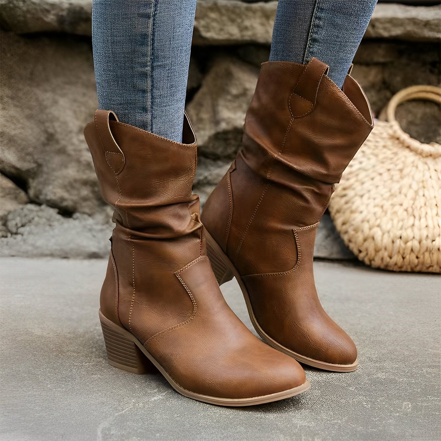 Annora - Klassische knautschige Damenstiefel