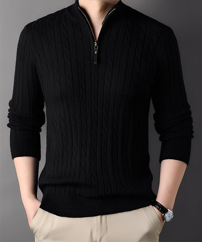 Damian - Moderní pánský pletený svetr se zipem