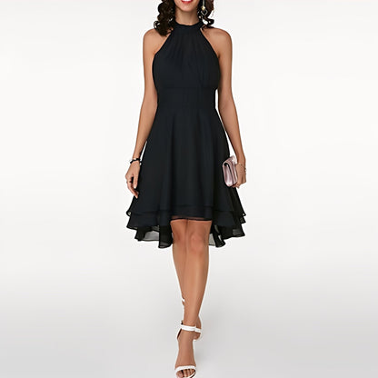 Melissa - damska sukienka z szyfonu z ładnymi falbankami