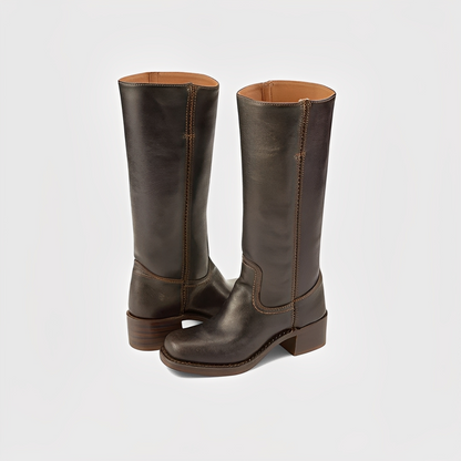 Lauryne - Dámské kožené kozačky s vysokými podpatky