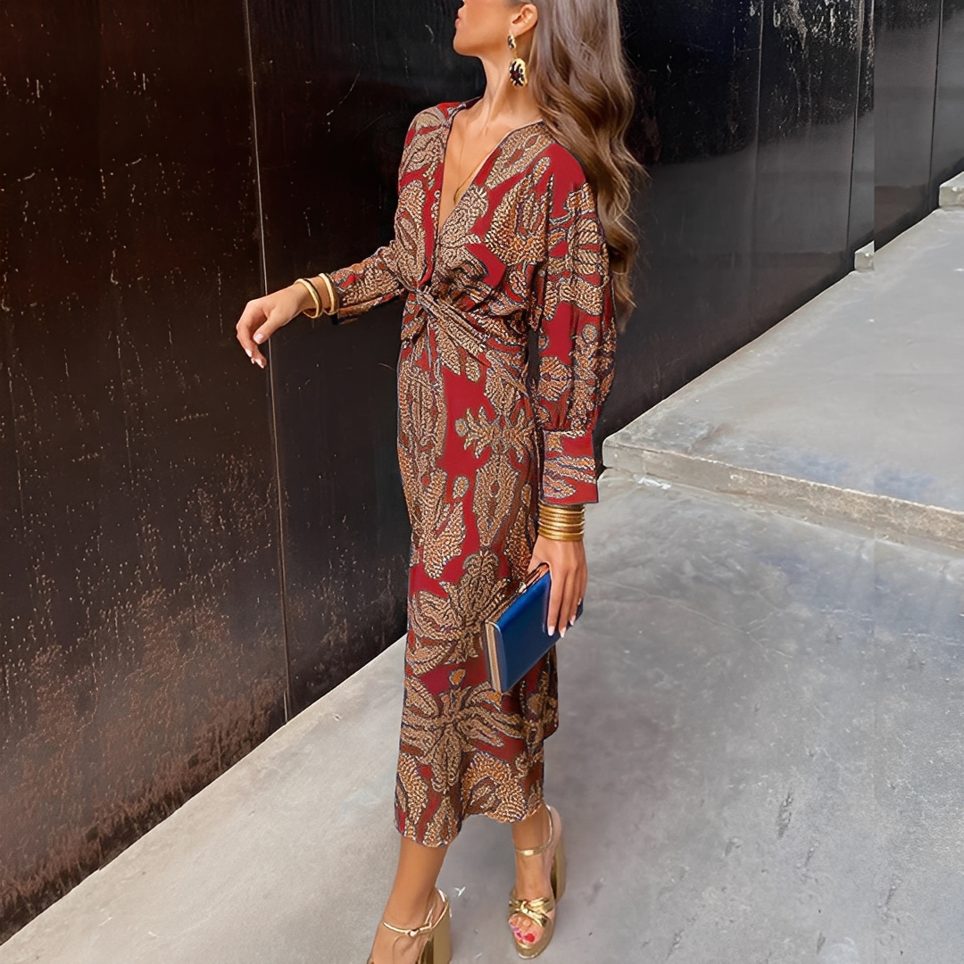 Louna - Damenkleid mit V-Ausschnitt im eleganten Design