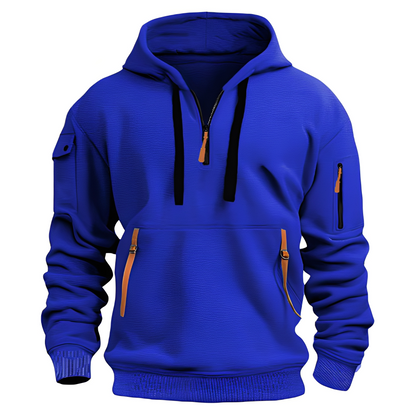 Norton - Elegant men's hoodie with half zipper