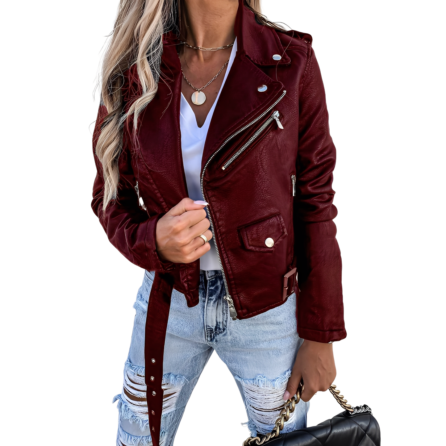 Tiana - Retro-Bikerjacke für Damen mit Reißverschluss