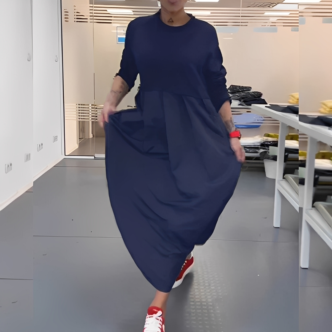 Gisèle - dámské šaty s kulatým výstřihem a volným střihem